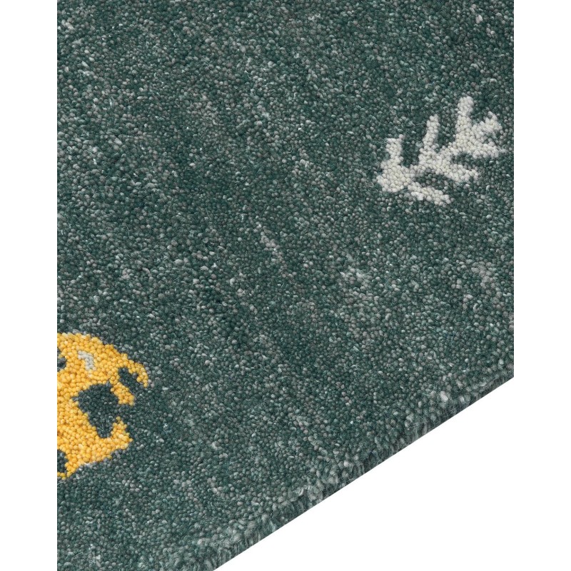 Dywan wełniany gabbeh 160 x 230 cm zielony CALTI Dywan wełniany gabbeh 160 x 230 cm zielony CALTI