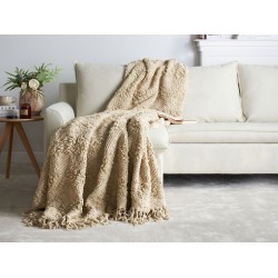Koc VELLA Bawełna 190 x 230 cm Beżowy Koc VELLA Bawełna 190 x 230 cm Beżowy