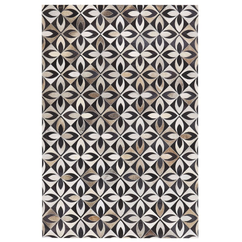 Dywan patchwork skórzany 140 x 200 cm wielokolorowy ISHAN Dywan patchwork skórzany 140 x 200 cm wielokolorowy ISHAN