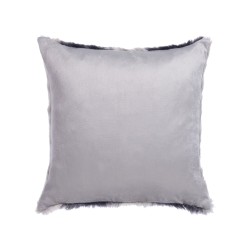 Zestaw 2 poduszek dekoracyjnych HORDEUM Sztuczne futro 45 x 45 cm Szary W paski Zestaw 2 poduszek dekoracyjnych HORDEUM Sztuczne futro 45 x 45 cm Szary W paski