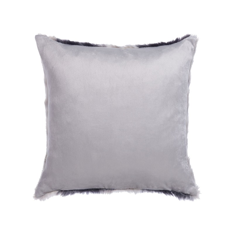 Zestaw 2 poduszek dekoracyjnych HORDEUM Sztuczne futro 45 x 45 cm Szary W paski Zestaw 2 poduszek dekoracyjnych HORDEUM Sztuczne futro 45 x 45 cm Szary W paski