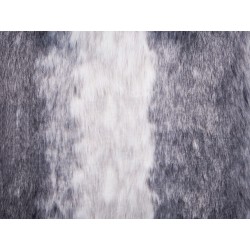 Zestaw 2 poduszek dekoracyjnych HORDEUM Sztuczne futro 45 x 45 cm Szary W paski Zestaw 2 poduszek dekoracyjnych HORDEUM Sztuczne futro 45 x 45 cm Szary W paski