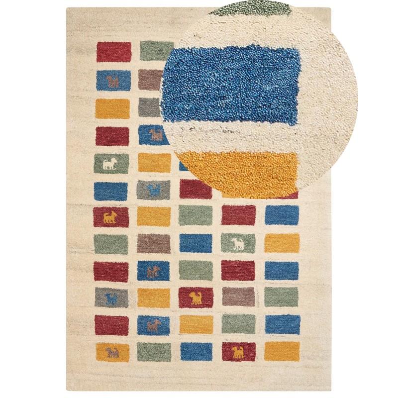 Dywan wełniany gabbeh 160 x 230 cm wielokolorowy MURATLI Dywan wełniany gabbeh 160 x 230 cm wielokolorowy MURATLI