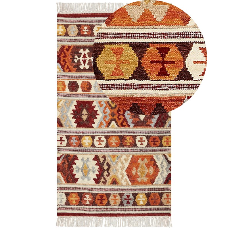 Dywan wełniany kilim 80 x 150 cm wielokolorowy AYGAVAN Dywan wełniany kilim 80 x 150 cm wielokolorowy AYGAVAN