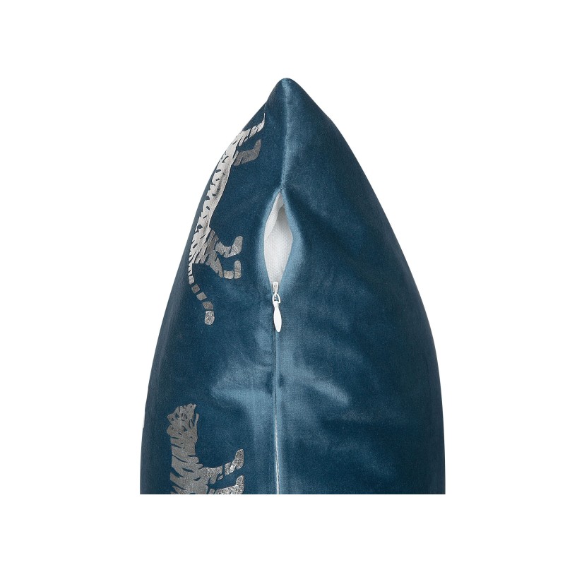 Zestaw 2 poduszek dekoracyjnych BLUEBELL Welur 45 x 45 cm Niebieski Wzór zwierzęcy Zestaw 2 poduszek dekoracyjnych BLUEBELL Welur 45 x 45 cm Niebieski Wzór zwierzęcy