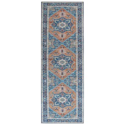 Dywan 70 x 200 cm niebiesko-pomarańczowy RITAPURAM Dywan 70 x 200 cm niebiesko-pomarańczowy RITAPURAM