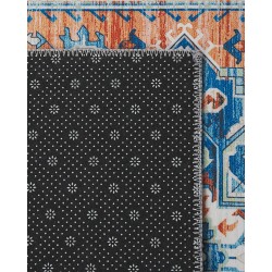 Dywan 70 x 200 cm niebiesko-pomarańczowy RITAPURAM Dywan 70 x 200 cm niebiesko-pomarańczowy RITAPURAM