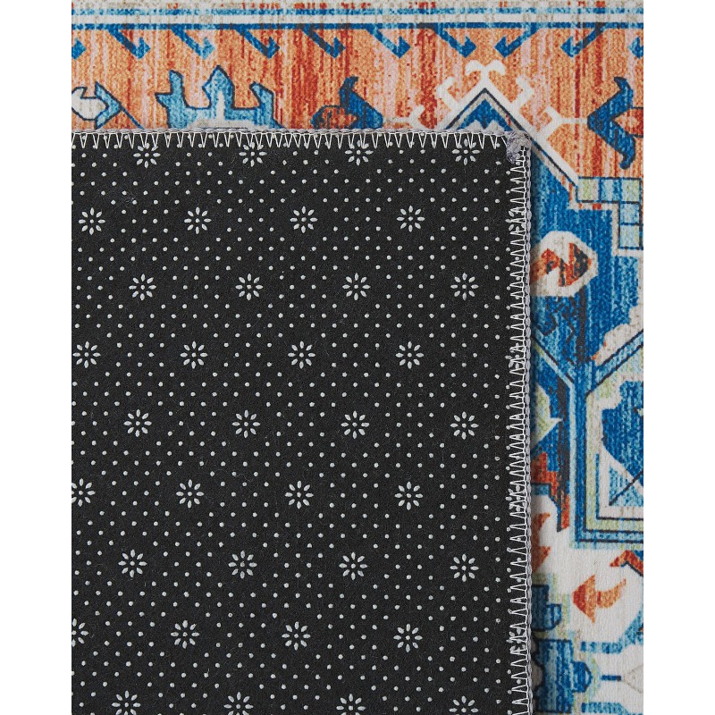 Dywan 70 x 200 cm niebiesko-pomarańczowy RITAPURAM Dywan 70 x 200 cm niebiesko-pomarańczowy RITAPURAM
