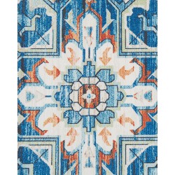 Dywan 70 x 200 cm niebiesko-pomarańczowy RITAPURAM Dywan 70 x 200 cm niebiesko-pomarańczowy RITAPURAM