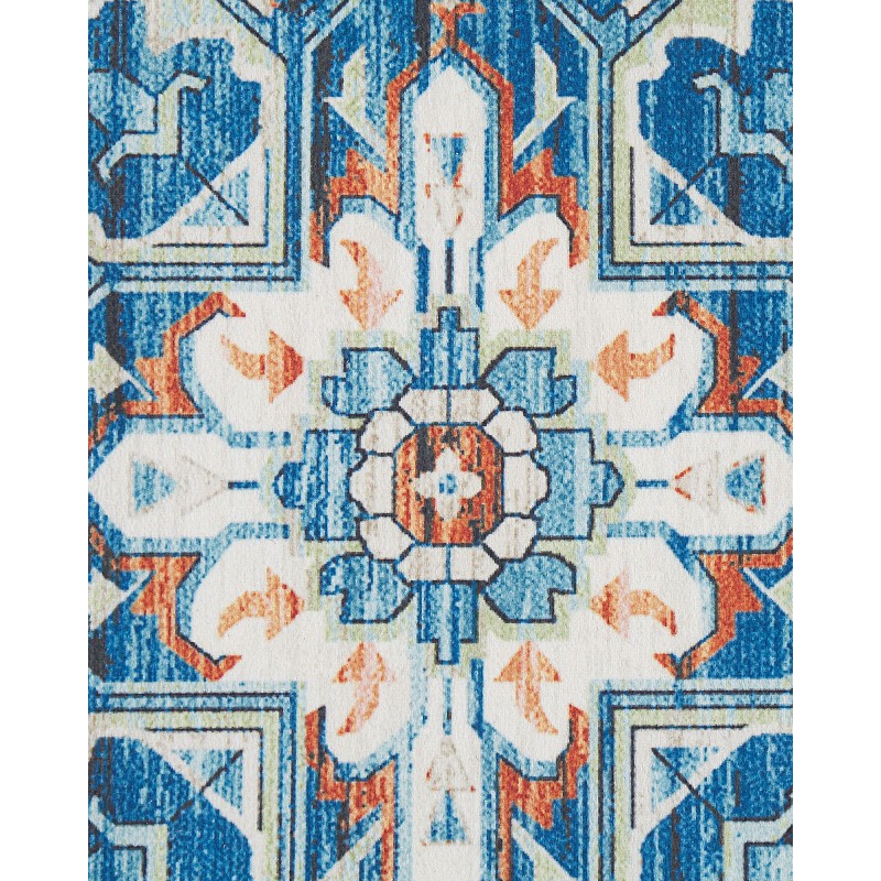 Dywan 70 x 200 cm niebiesko-pomarańczowy RITAPURAM Dywan 70 x 200 cm niebiesko-pomarańczowy RITAPURAM