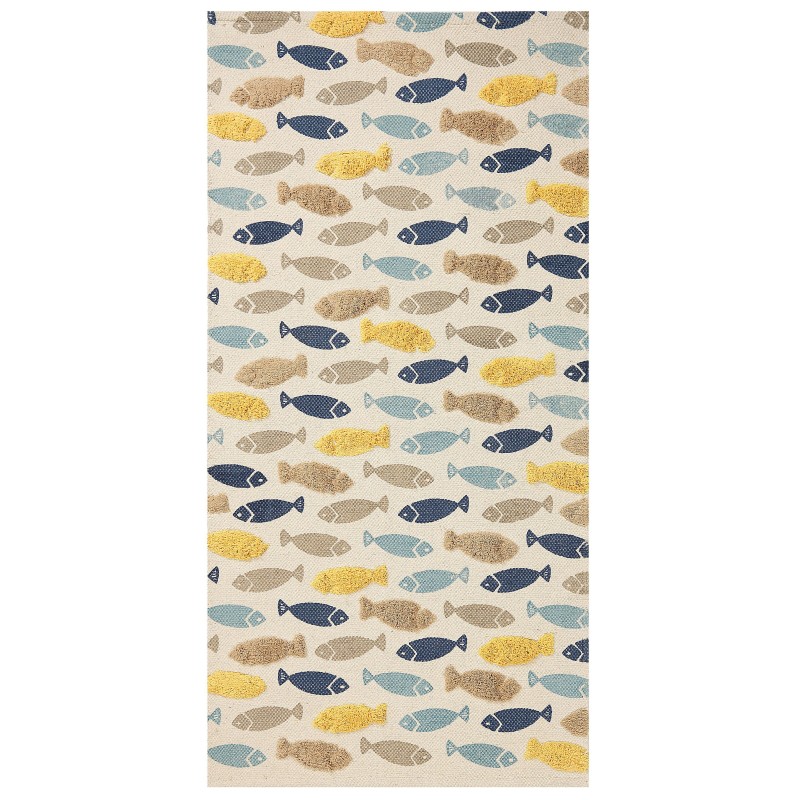 Dywan dziecięcy bawełniany w rybki 80 x 150 cm wielokolorowy IPUH Dywan dziecięcy bawełniany w rybki 80 x 150 cm wielokolorowy IPUH