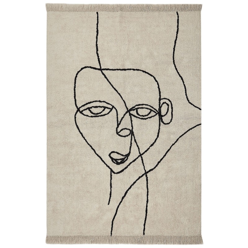Dywan bawełniany 160 x 230 cm beżowo-czarny NURU Dywan bawełniany 160 x 230 cm beżowo-czarny NURU