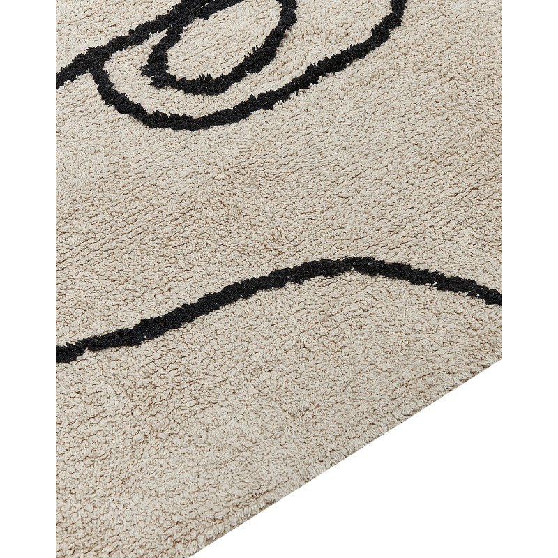 Dywan bawełniany 160 x 230 cm beżowo-czarny NURU Dywan bawełniany 160 x 230 cm beżowo-czarny NURU