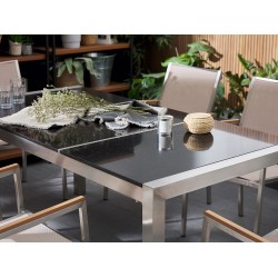 Stół ogrodowy GROSSETO 180 cm 90 cm Polerowany Granit Czarny Stół ogrodowy GROSSETO 180 cm 90 cm Polerowany Granit Czarny