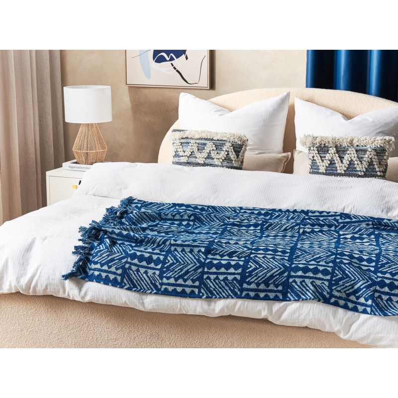 Koc SHIVPURI Bawełna 130 x 180 cm Niebieski Koc SHIVPURI Bawełna 130 x 180 cm Niebieski