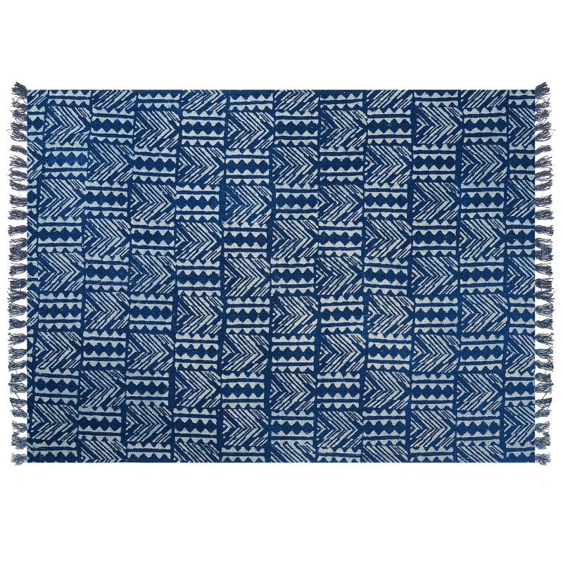 Koc SHIVPURI Bawełna 130 x 180 cm Niebieski Koc SHIVPURI Bawełna 130 x 180 cm Niebieski
