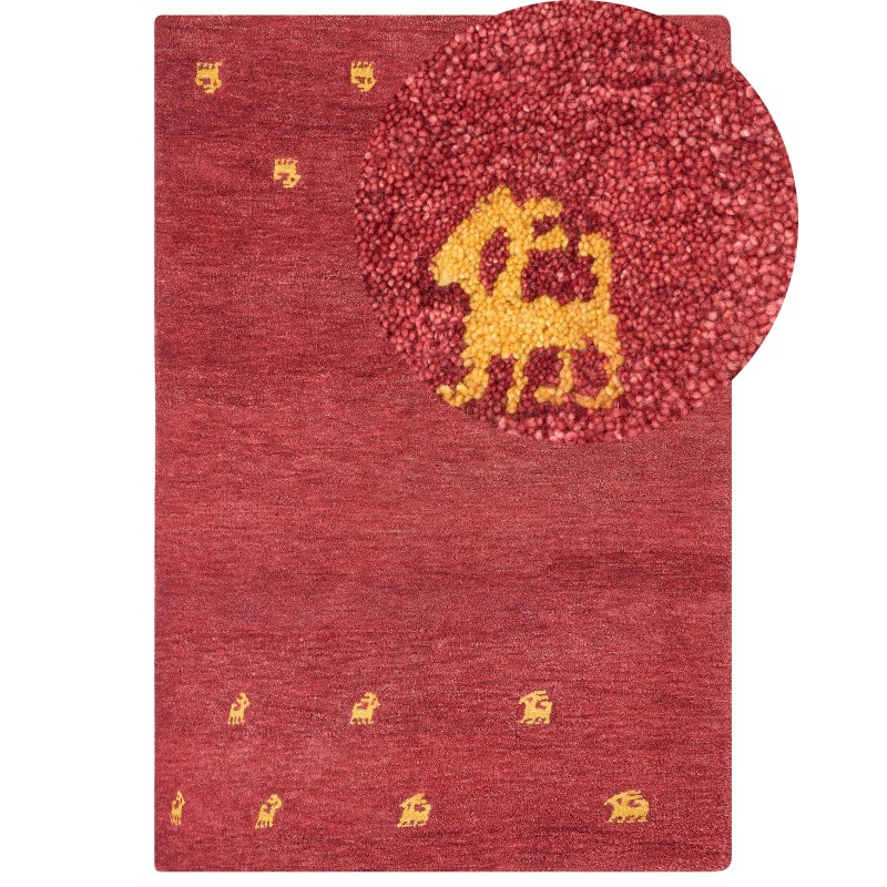Dywan wełniany gabbeh 200 x 300 cm czerwony YARALI Dywan wełniany gabbeh 200 x 300 cm czerwony YARALI
