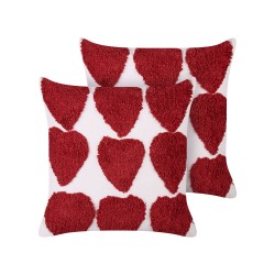 Zestaw 2 poduszek dekoracyjnych MINGORA Bawełna 45 x 45 cm Czerwony W serca