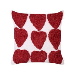 Zestaw 2 poduszek dekoracyjnych MINGORA Bawełna 45 x 45 cm Czerwony W serca Zestaw 2 poduszek dekoracyjnych MINGORA Bawełna 45 x 45 cm Czerwony W serca