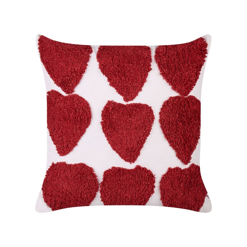 Zestaw 2 poduszek dekoracyjnych MINGORA Bawełna 45 x 45 cm Czerwony W serca Zestaw 2 poduszek dekoracyjnych MINGORA Bawełna 45 x 45 cm Czerwony W serca