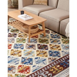 Dywan wełniany kilim 200 x 300 cm wielokolorowy AKNALICH Dywan wełniany kilim 200 x 300 cm wielokolorowy AKNALICH