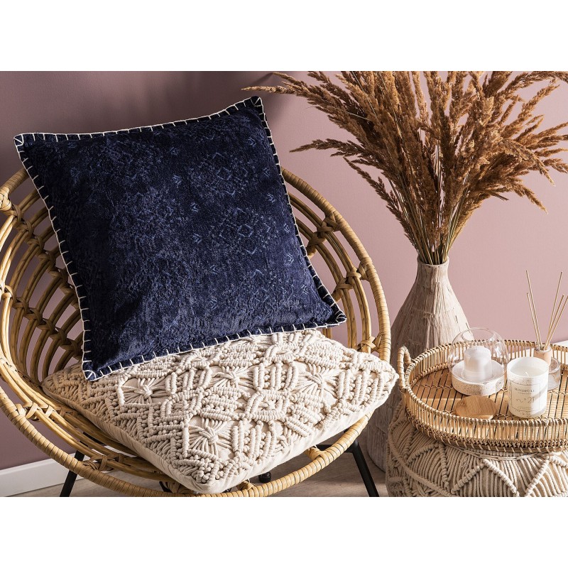 Zestaw 2 poduszek dekoracyjnych MELUR 45 x 45 cm Ciemnoniebieski Ikat Zestaw 2 poduszek dekoracyjnych MELUR 45 x 45 cm Ciemnoniebieski Ikat