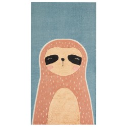 Dywan dziecięcy bawełniany motyw leniwca 80 x 150 cm niebiesko-pomarańczowy ISAK Dywan dziecięcy bawełniany motyw leniwca 80 x 150 cm niebiesko-pomarańczowy ISAK
