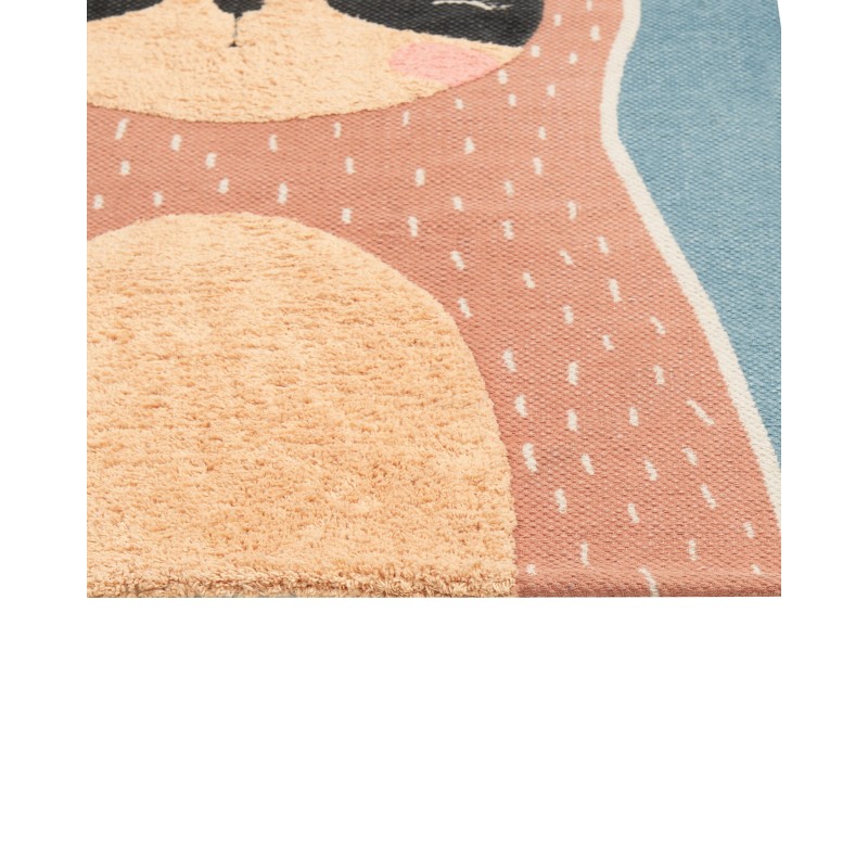 Dywan dziecięcy bawełniany motyw leniwca 80 x 150 cm niebiesko-pomarańczowy ISAK Dywan dziecięcy bawełniany motyw leniwca 80 x 150 cm niebiesko-pomarańczowy ISAK