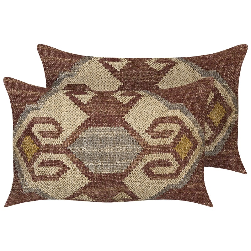 Zestaw 2 poduszek dekoracyjnych URPAD Juta 30 x 50 cm Kolorowy Wzór orientalny Zestaw 2 poduszek dekoracyjnych URPAD Juta 30 x 50 cm Kolorowy Wzór orientalny