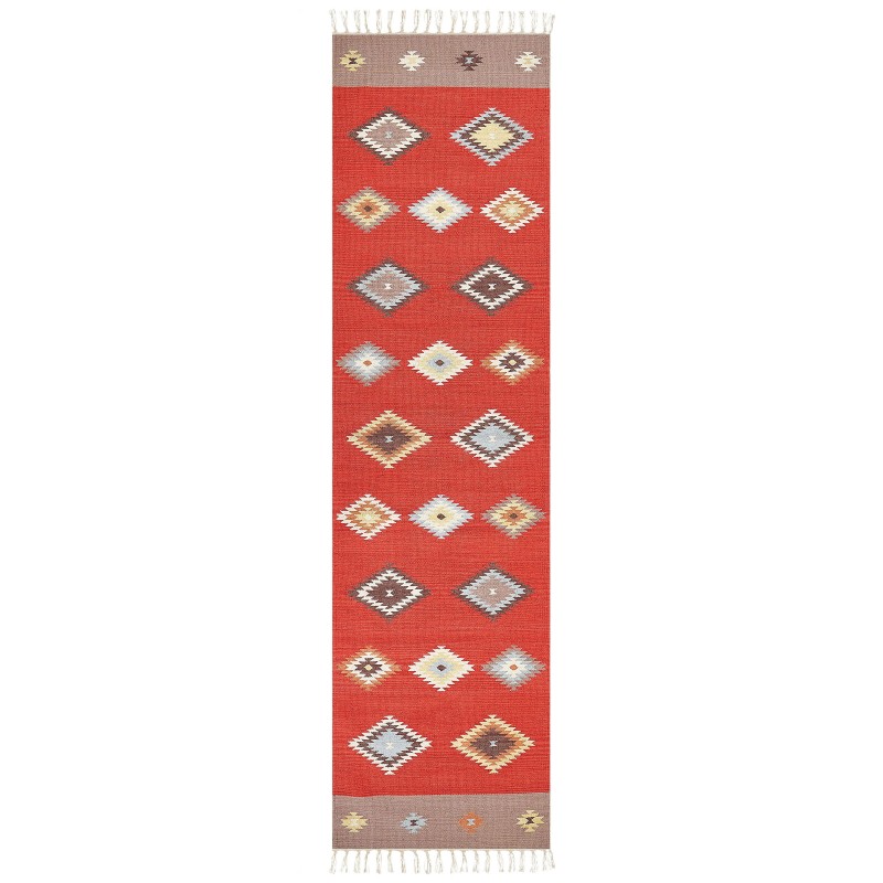 Dywan bawełniany kilim 80 x 300 cm wielokolorowy LORUT Dywan bawełniany kilim 80 x 300 cm wielokolorowy LORUT