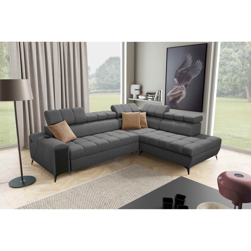Venna VII corner sofa with sleeping function, USB port, and opening bar Plusz, Avra 17 Venna VII corner sofa with sleeping function, USB port, and opening bar Plusz, Avra 17