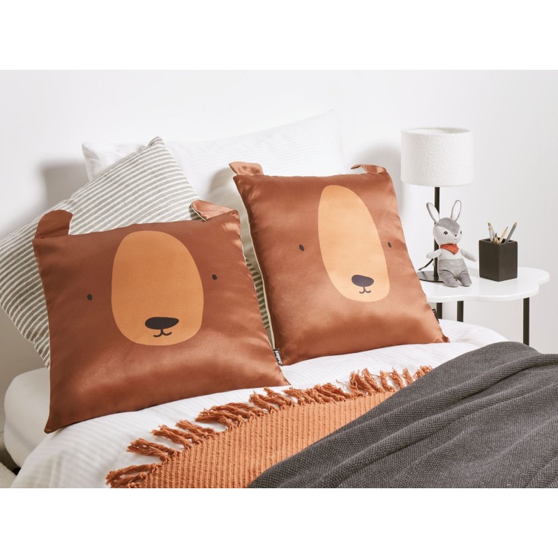 2 poduszki dekoracyjne dla dzieci misie bawełniane 45 x 45 cm brązowe TEDDYBEAR 2 poduszki dekoracyjne dla dzieci misie bawełniane 45 x 45 cm brązowe TEDDYBEAR