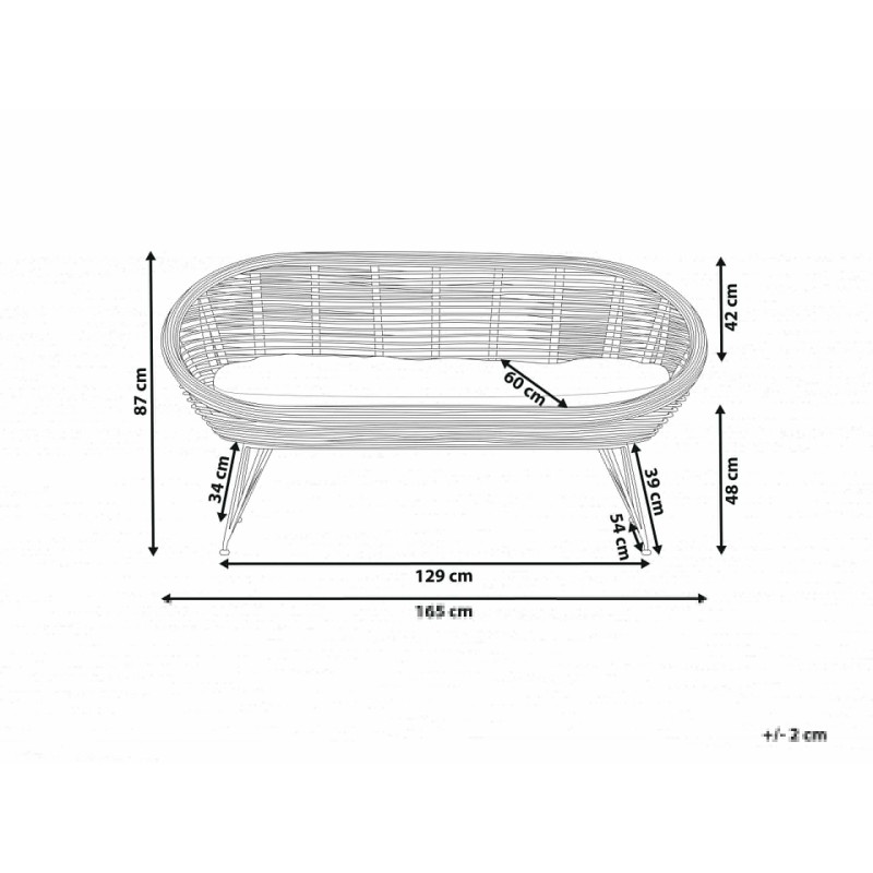 Sofa 2-osobowa rattanowa naturalna MARATEA Sofa 2-osobowa rattanowa naturalna MARATEA