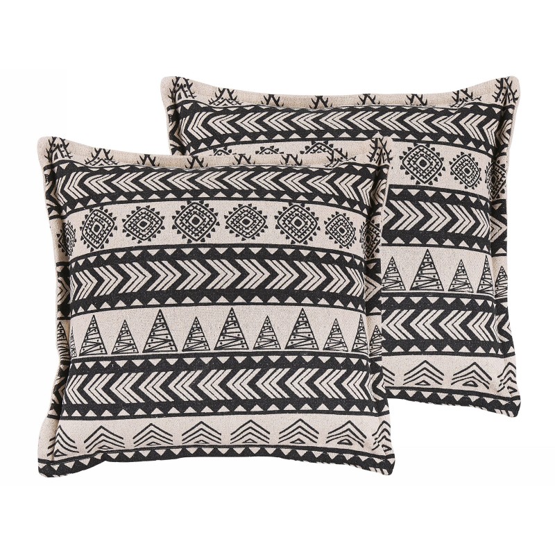 Zestaw 2 poduszek dekoracyjnych HENTEPE Bawełna 45 x 45 cm Czarny Wzór geometryczny Zestaw 2 poduszek dekoracyjnych HENTEPE Bawełna 45 x 45 cm Czarny Wzór geometryczny