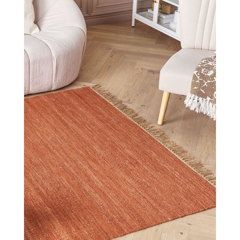 Dywan z juty 160 x 230 cm czerwony LUNIA Dywan z juty 160 x 230 cm czerwony LUNIA