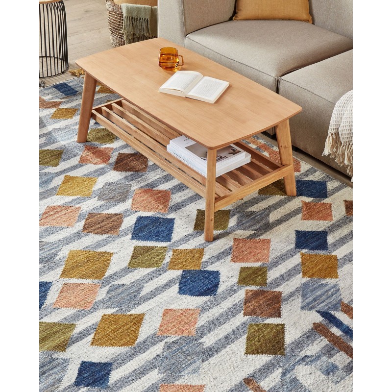 Dywan wełniany kilim 160 x 230 cm wielokolorowy KASAKH Dywan wełniany kilim 160 x 230 cm wielokolorowy KASAKH