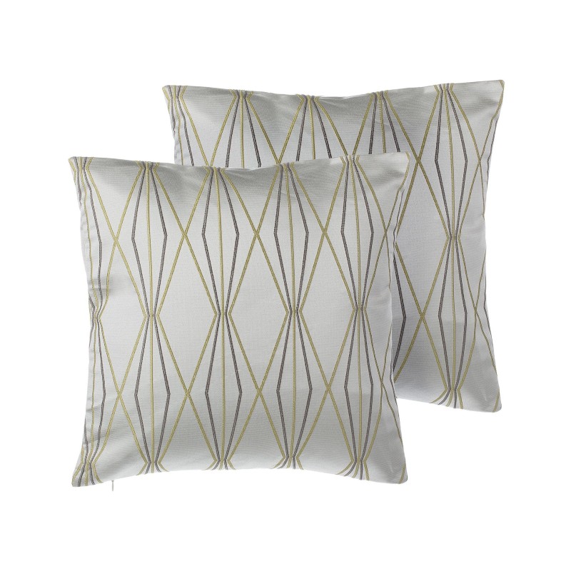 Zestaw 2 poduszek dekoracyjnych FENNEL 45 x 45 cm Biały Wzór geometryczny Zestaw 2 poduszek dekoracyjnych FENNEL 45 x 45 cm Biały Wzór geometryczny