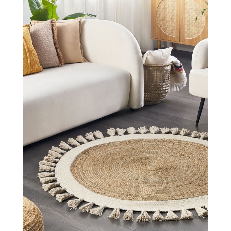 Dywan okrągły z juty ⌀ 120 cm beżowy SAMSUN Dywan okrągły z juty ⌀ 120 cm beżowy SAMSUN