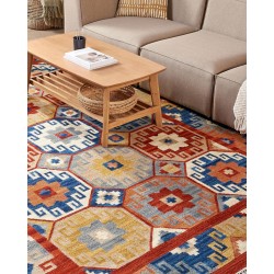Dywan wełniany kilim 200 x 300 cm wielokolorowy LUSARAT Dywan wełniany kilim 200 x 300 cm wielokolorowy LUSARAT