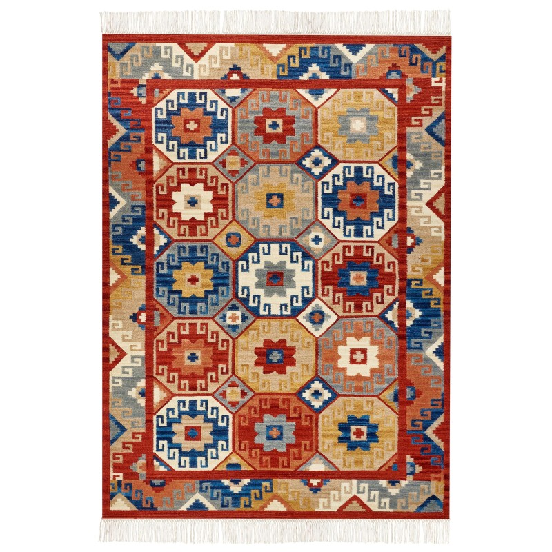 Dywan wełniany kilim 200 x 300 cm wielokolorowy LUSARAT Dywan wełniany kilim 200 x 300 cm wielokolorowy LUSARAT