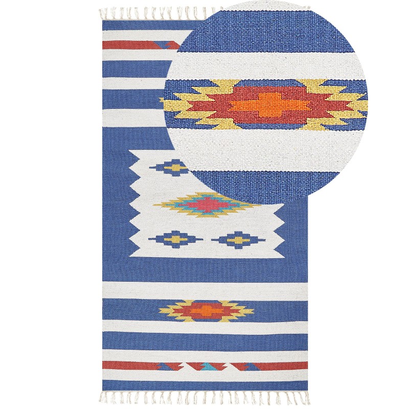 Dywan bawełniany kilim 80 x 150 cm wielokolorowy VARSER Dywan bawełniany kilim 80 x 150 cm wielokolorowy VARSER