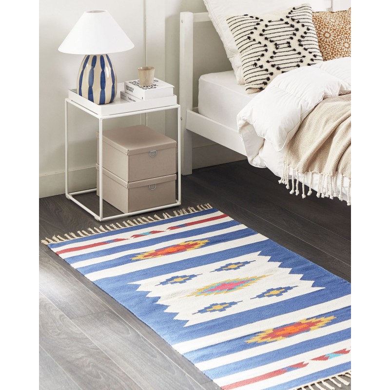 Dywan bawełniany kilim 80 x 150 cm wielokolorowy VARSER Dywan bawełniany kilim 80 x 150 cm wielokolorowy VARSER