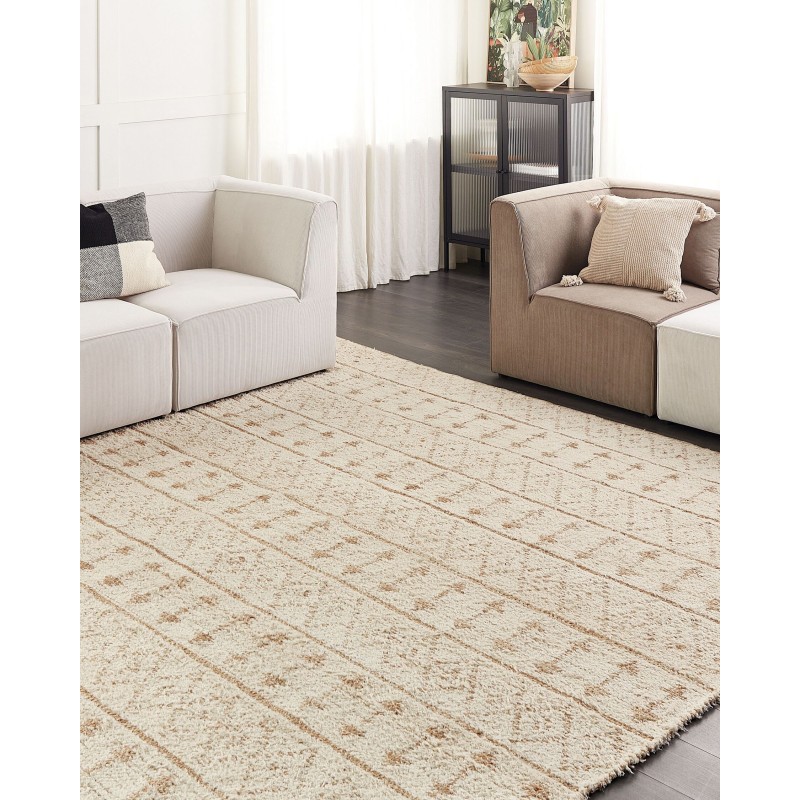 Dywan z tkaniny konopnej 300 x 400 cm beżowy SANAO Dywan z tkaniny konopnej 300 x 400 cm beżowy SANAO