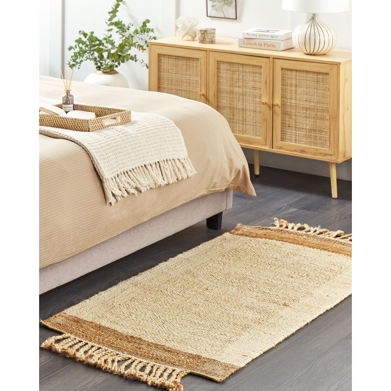 Dywan z juty 80 x 150 cm beżowy DEDEMLI Dywan z juty 80 x 150 cm beżowy DEDEMLI