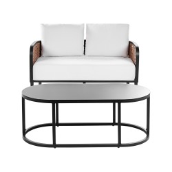 Sofa ogrodowa 2-osobowa złamana biel MONTEFALCO