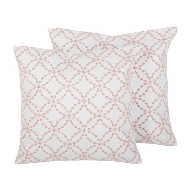 Zestaw 2 poduszek dekoracyjnych VERBENA Bawełna 45 x 45 cm Różowy Wzór geometryczny Zestaw 2 poduszek dekoracyjnych VERBENA Bawełna 45 x 45 cm Różowy Wzór geometryczny