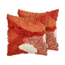Zestaw 2 poduszek dekoracyjnych SAGENIA Bawełna 45 x 45 cm Pomarańczowy Wzór abstrakcyjny