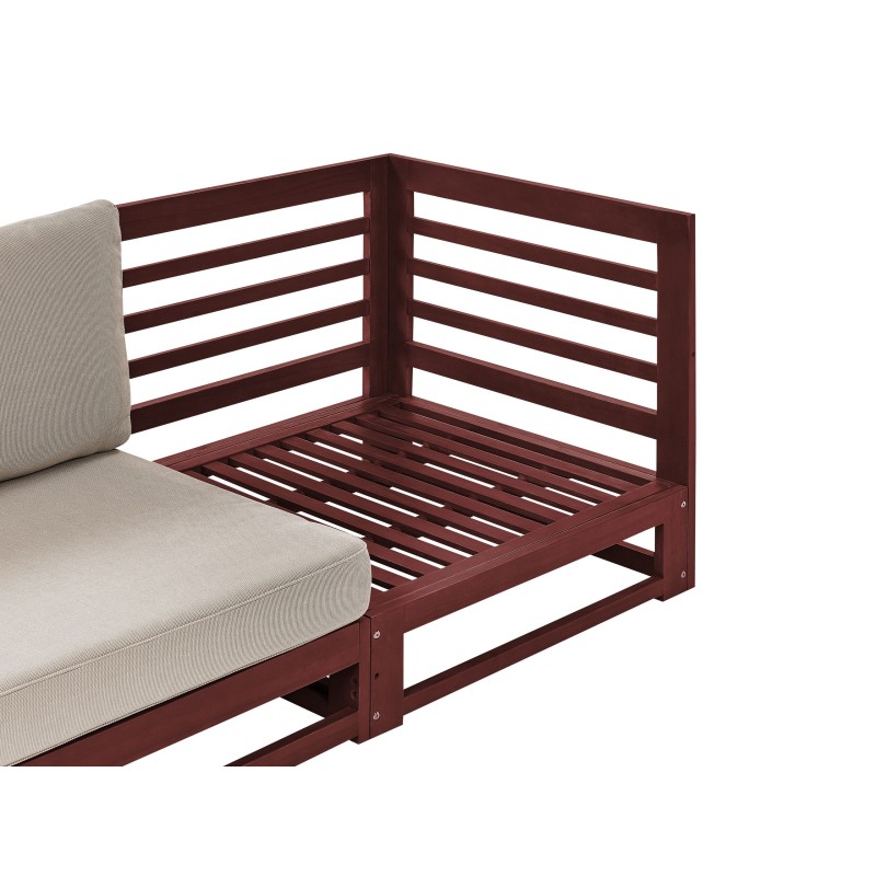 Sofa ogrodowa z certyfikowanego drewna 3-osobowa mahoniowy brąz TRANI Sofa ogrodowa z certyfikowanego drewna 3-osobowa mahoniowy brąz TRANI