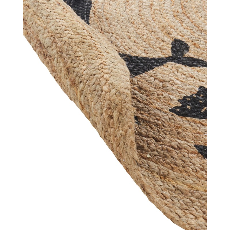 Dywan dziecięcy okrągły z juty motyw zwierząt ⌀ 120 cm beżowy EARTH Dywan dziecięcy okrągły z juty motyw zwierząt ⌀ 120 cm beżowy EARTH