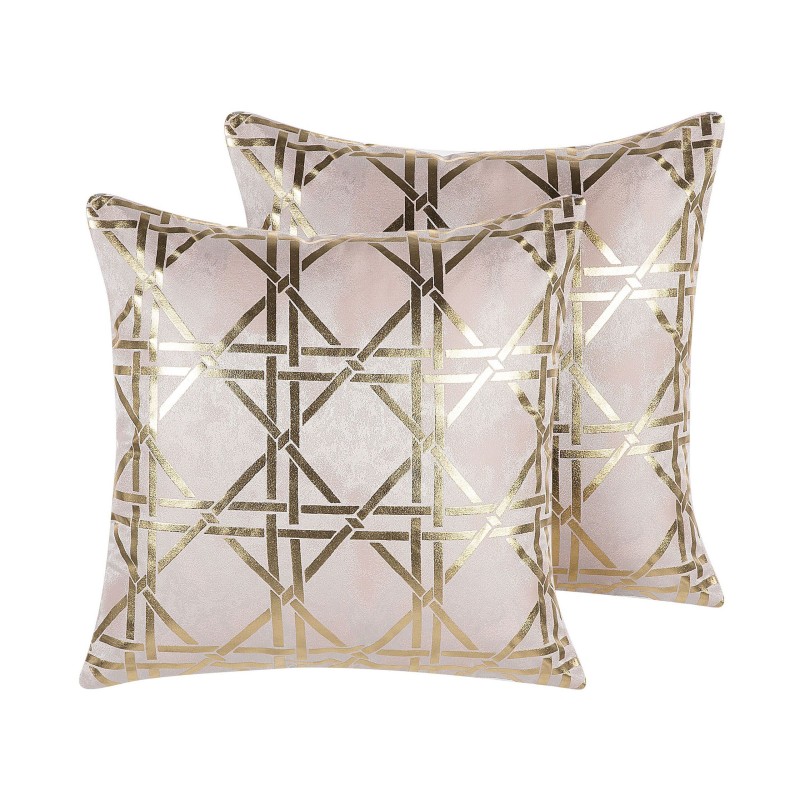 Zestaw 2 poduszek dekoracyjnych CASSIA 45 x 45 cm Różowy Wzór geometryczny Zestaw 2 poduszek dekoracyjnych CASSIA 45 x 45 cm Różowy Wzór geometryczny